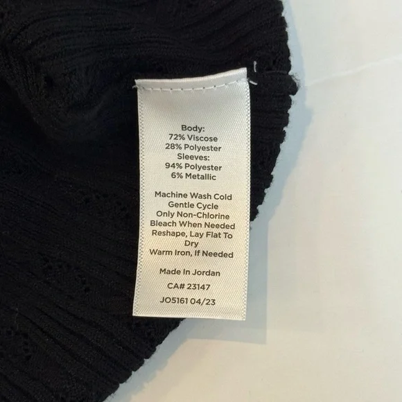 Talbots Petite Black Textured Knit Sweater Sheer Sleeves OfficeCore - Picture 8 of 8